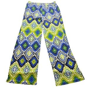 CHA CHA‎ VENTE Womens Wide Leg Pull On Elastic Waist Pants M Hippy Psychedelic